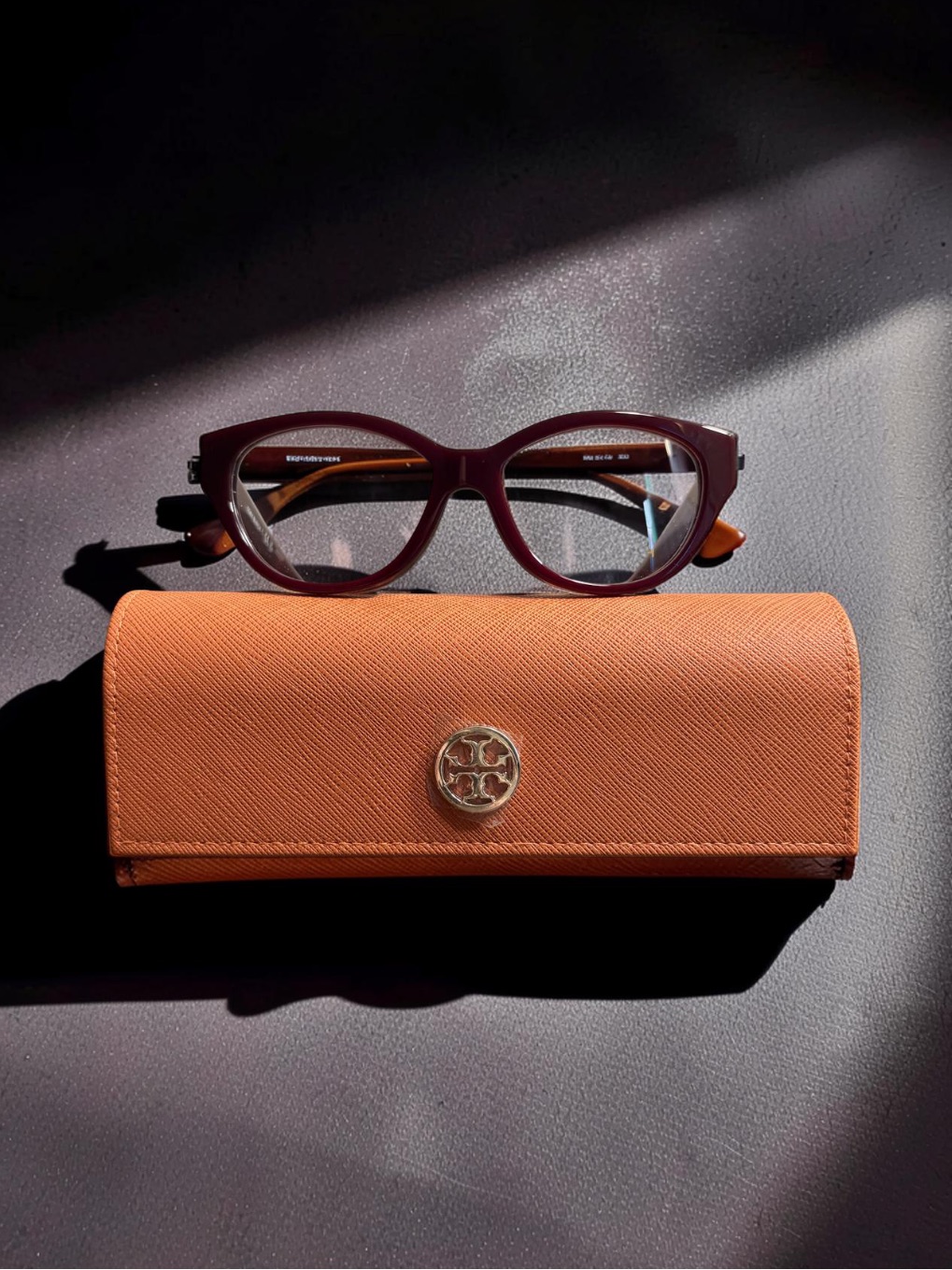 Tory Burch Beet Red Eyeglasses With Gold Logo And Orange Case